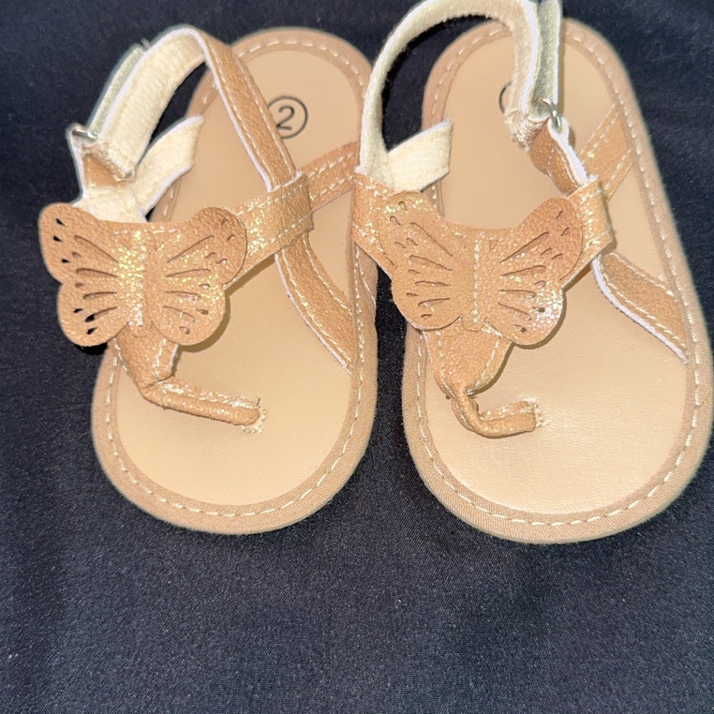 Butterfly Tan Kids Sandals EUC